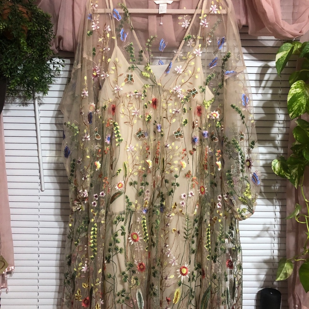 H&M festival dress with Floral Embroidery